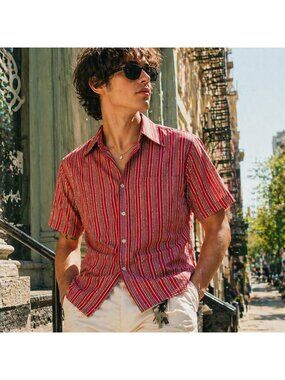 Vintage 70s Arrow Collar Man Shirt M Short Sleeve Retro Rockabilly Disco